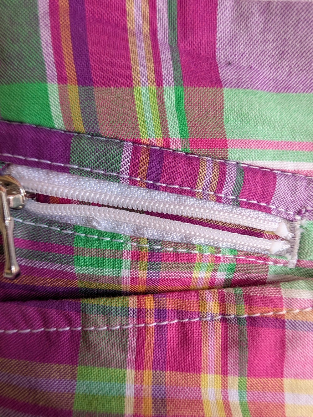 Lauren Ralph Lauren Plaid Cotton Shorts - Pink, Purple, Green - Picture 4 of 9